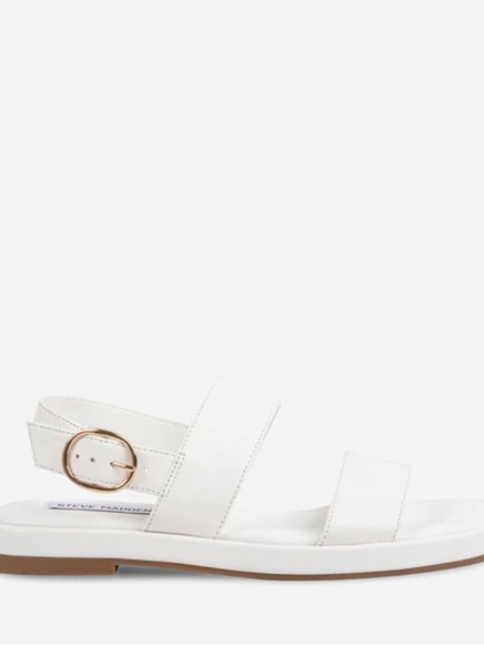 Steve Madden White Leather Double Band Slingback Sandals